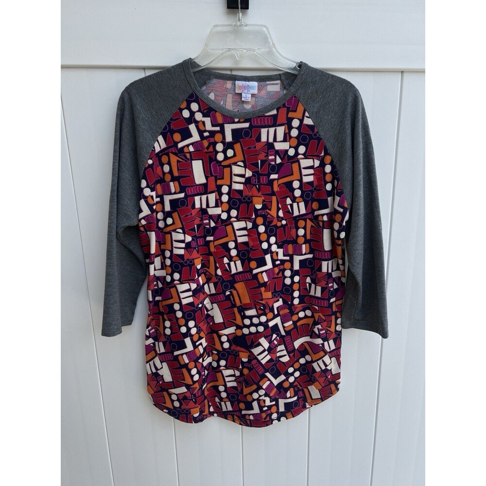 LuLaRoe Randy 3/4 Sleeve Top Womens Large Multicolor Geometric
